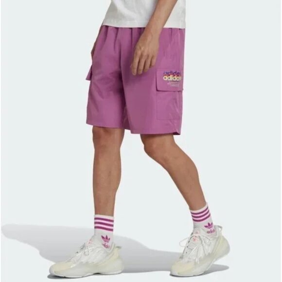 ADIDAS Hyperreal Cargo 9.5" Shorts Pull-On Utility Semi Pulse Lilac Men's Small - Picture 1 of 15